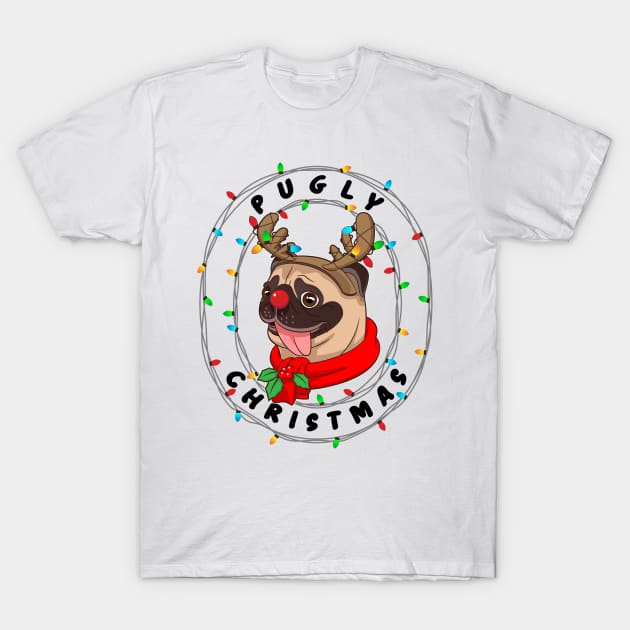 Funny Cute Pug Cool Pugly Christmas Costume Gift T-Shirt by teeleoshirts